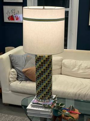 Vintage Handmade Mosaic Tile Table Lamp 38" — One of a Kind Studio Art Piece 2