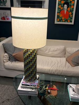 Vintage Handmade Mosaic Tile Table Lamp 38" — One of a Kind Studio Art Piece 1