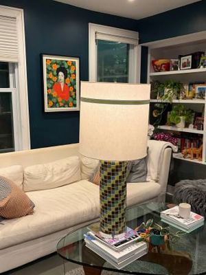 Vintage Handmade Mosaic Tile Table Lamp 38" — One of a Kind Studio Art Piece 4