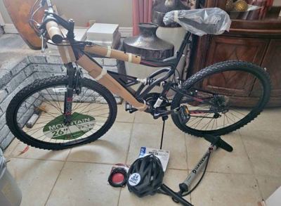 Brand New 26" Full-Suspension Mountain Bike + Pump, Helmet & Tube Bundle 1