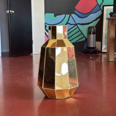 Large Vintage Gold Mirrored Floor Vase – Hollywood Regency Decor 1