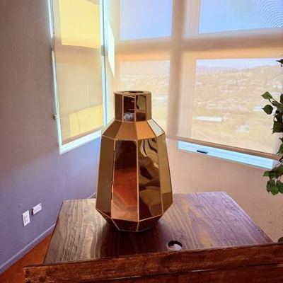 Large Vintage Gold Mirrored Floor Vase – Hollywood Regency Decor 6