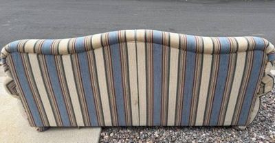 Striped chenille loveseat sofa in great condition 3