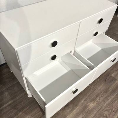 White 6-Drawer IKEA Dresser w/ Black Knobs 2