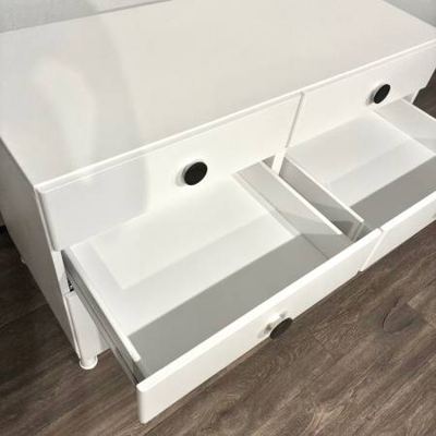 White 6-Drawer IKEA Dresser w/ Black Knobs 3