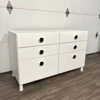 White 6-Drawer IKEA Dresser w/ Black Knobs 8