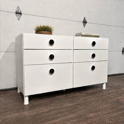 White 6-Drawer IKEA Dresser w/ Black Knobs 1