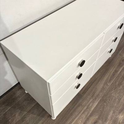 White 6-Drawer IKEA Dresser w/ Black Knobs 5