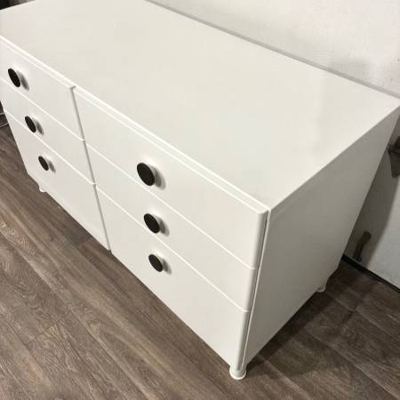 White 6-Drawer IKEA Dresser w/ Black Knobs 6