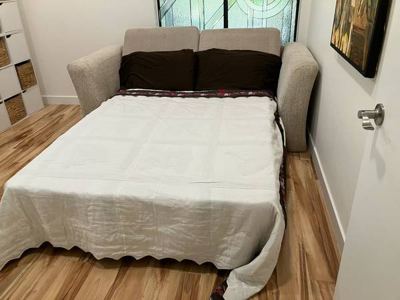 Sofa bed + mattress, cream color 2