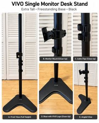 VIVO Extra Tall Single Monitor Desk Stand – Black 2