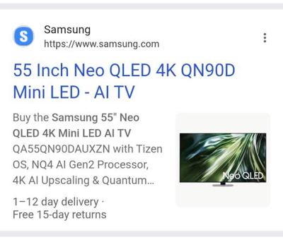 55-inch SAMSUNG NEO QLED QN90D 4K Smart TV UHD HDR 2