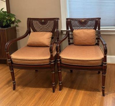 Elegant Cane Back Armchairs – Pair of 2 Classic Design 1