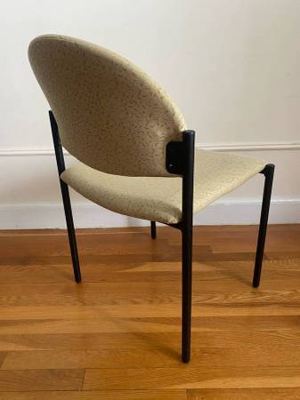 National “Tag” Armless Guest Chair — Cream Jacquard Fabric 4