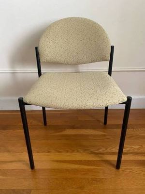 National “Tag” Armless Guest Chair — Cream Jacquard Fabric 2