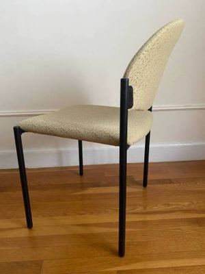 National “Tag” Armless Guest Chair — Cream Jacquard Fabric 6