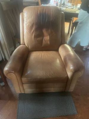 Very loved leather couch and recliner 2