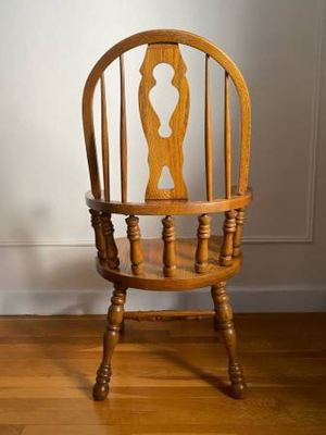 Mid-Century Cochrane Double Keyhole Bow Back Windsor Chair – Solid Oak 7