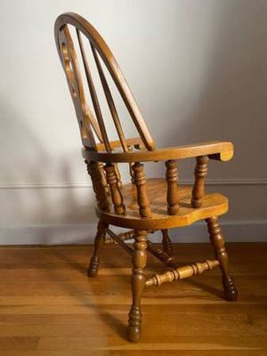Mid-Century Cochrane Double Keyhole Bow Back Windsor Chair – Solid Oak 5