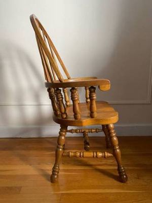 Mid-Century Cochrane Double Keyhole Bow Back Windsor Chair – Solid Oak 4