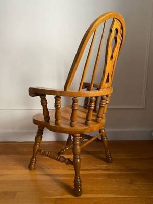 Mid-Century Cochrane Double Keyhole Bow Back Windsor Chair – Solid Oak 8