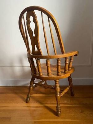Mid-Century Cochrane Double Keyhole Bow Back Windsor Chair – Solid Oak 6