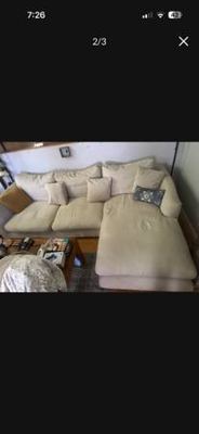 Beige valyou 3 seat sectional with right faving chaise 1
