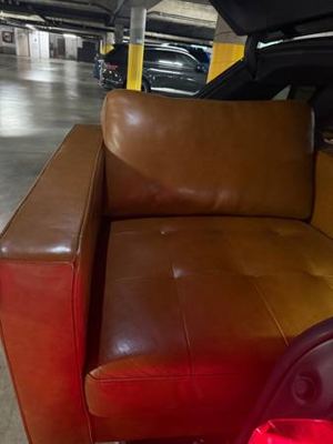 Single brown leather couch and and coffee table set 2