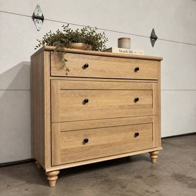LIKE NEW Farmhouse Style 3-Drawer Dresser, Oak Finish 1