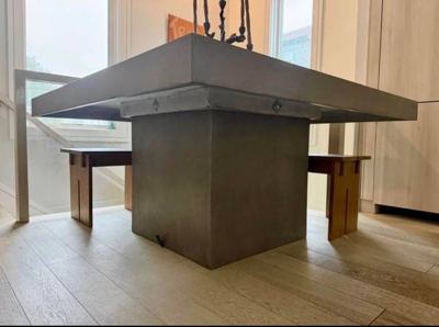 Dark Grey 58" Block Concrete Dining Table 2