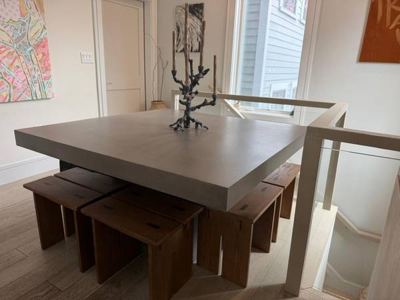 Dark Grey 58" Block Concrete Dining Table 3