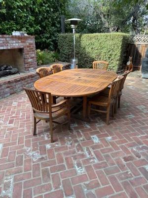 Outdoor Teak Furniture Set - Table and Six Chairs 2