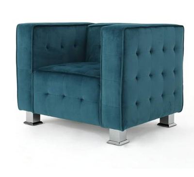 Christopher Knight Home Boden Teal Velvet Tufted Modern Accent Chair 2