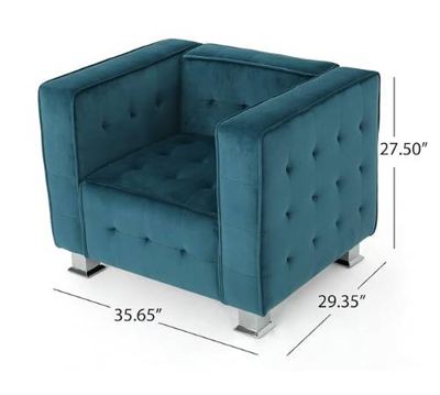 Christopher Knight Home Boden Teal Velvet Tufted Modern Accent Chair 3