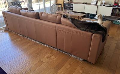 Leatherette Couch, Camel Brown, Storage Chase (IKEA FINNALA) 3