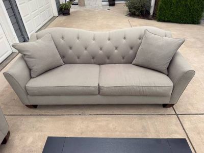 Macy's Fabric Sofa & Loveseat Set - Like New, 4 Pillows Included 1
