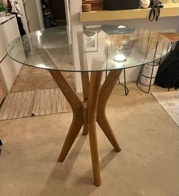 Modern Glass top Round Wood Pub Table 1