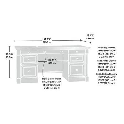 Executive office desk, 66" wide dark wood finish - Excellent Condition 3