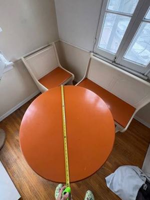 Retro / vintage vibe table with booth and seat (w/ storage) 1