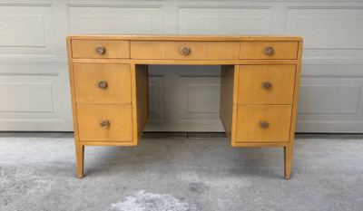 Rare Edward Wormley Dunbar leather top waterfall desk mid century mode 3
