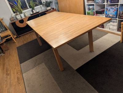 Solid wood dining table with leaf 3