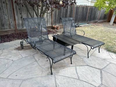 A Pair of Woodward Wrought Iron Lounge Chairs 1