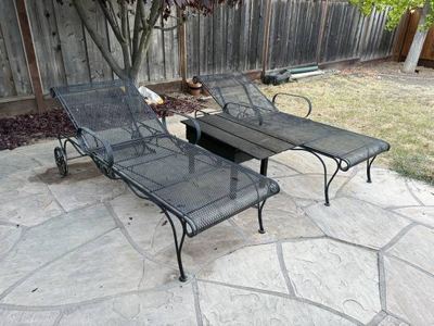 A Pair of Woodward Wrought Iron Lounge Chairs 2