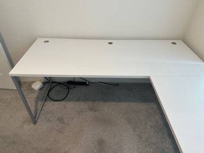 L-shaped Hybrid Steel Writing Desk (White) 3