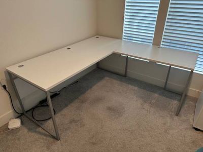 L-shaped Hybrid Steel Writing Desk (White) 2