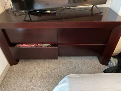 king bed, mattress, night tables, dresser, trundle bed 2