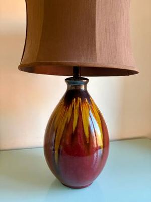 Drip Glaze Ceramic Table Lamp – Oxblood Red, Gold & Metallic Bronze 2