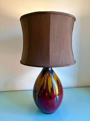 Drip Glaze Ceramic Table Lamp – Oxblood Red, Gold & Metallic Bronze 1