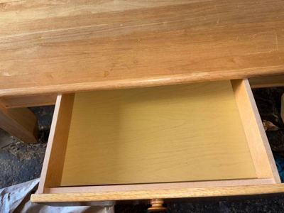 Real blonde wood heavy coffee table with drawer 3