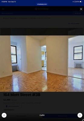 1 BR for rent — 164 Mott St APT 3B, New York 1